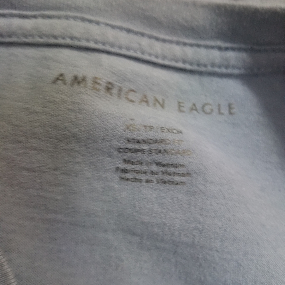 Men's Extra Small Classic Fit Blue American Eagle Short Sleeve Cotton T-Shirt - Picture 3 of 5